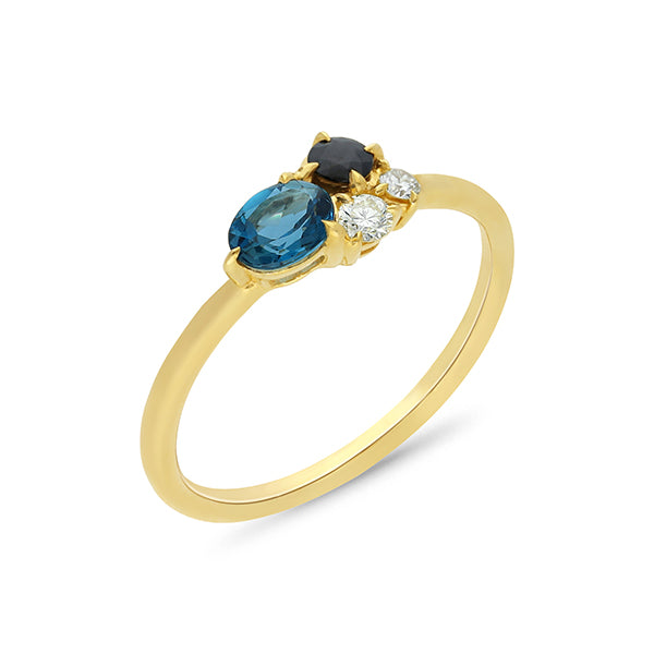 Sapphire, Blue Topaz and Diamond Dress Ring.