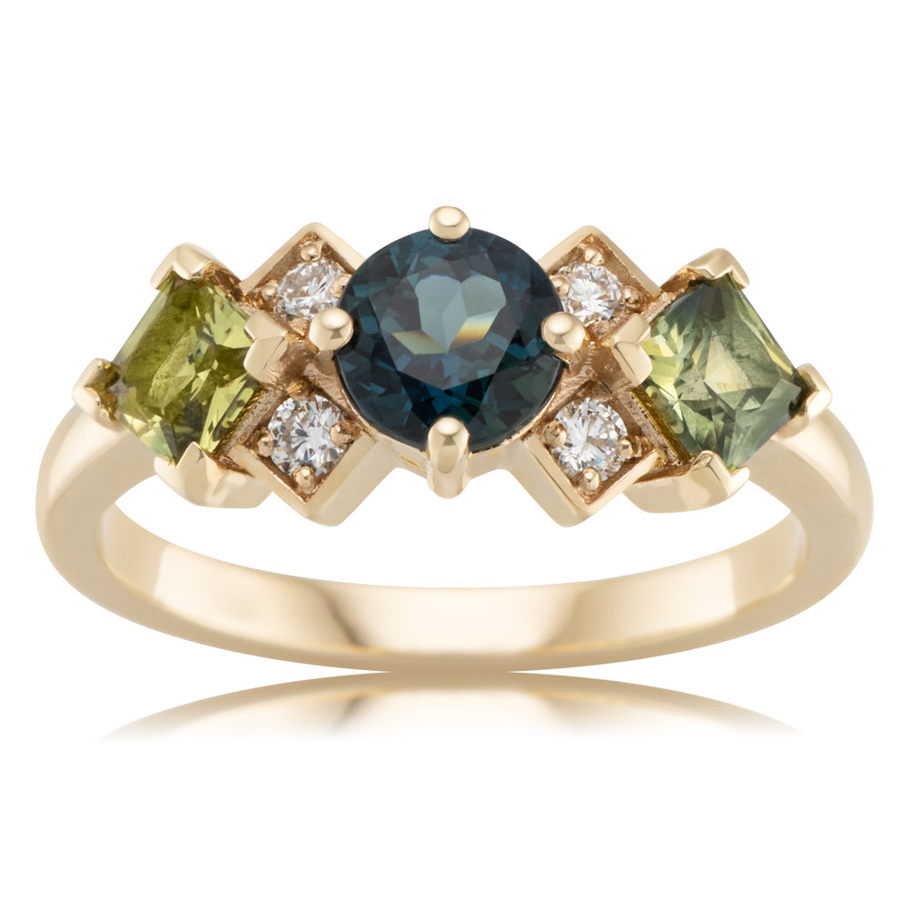9k Yellow Gold Australian Sapphire Dress Ring