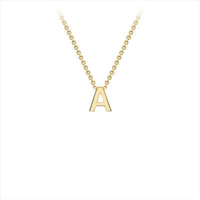 9K Yellow Gold 'A' Initial Adjustable Necklace 38cm-43cm