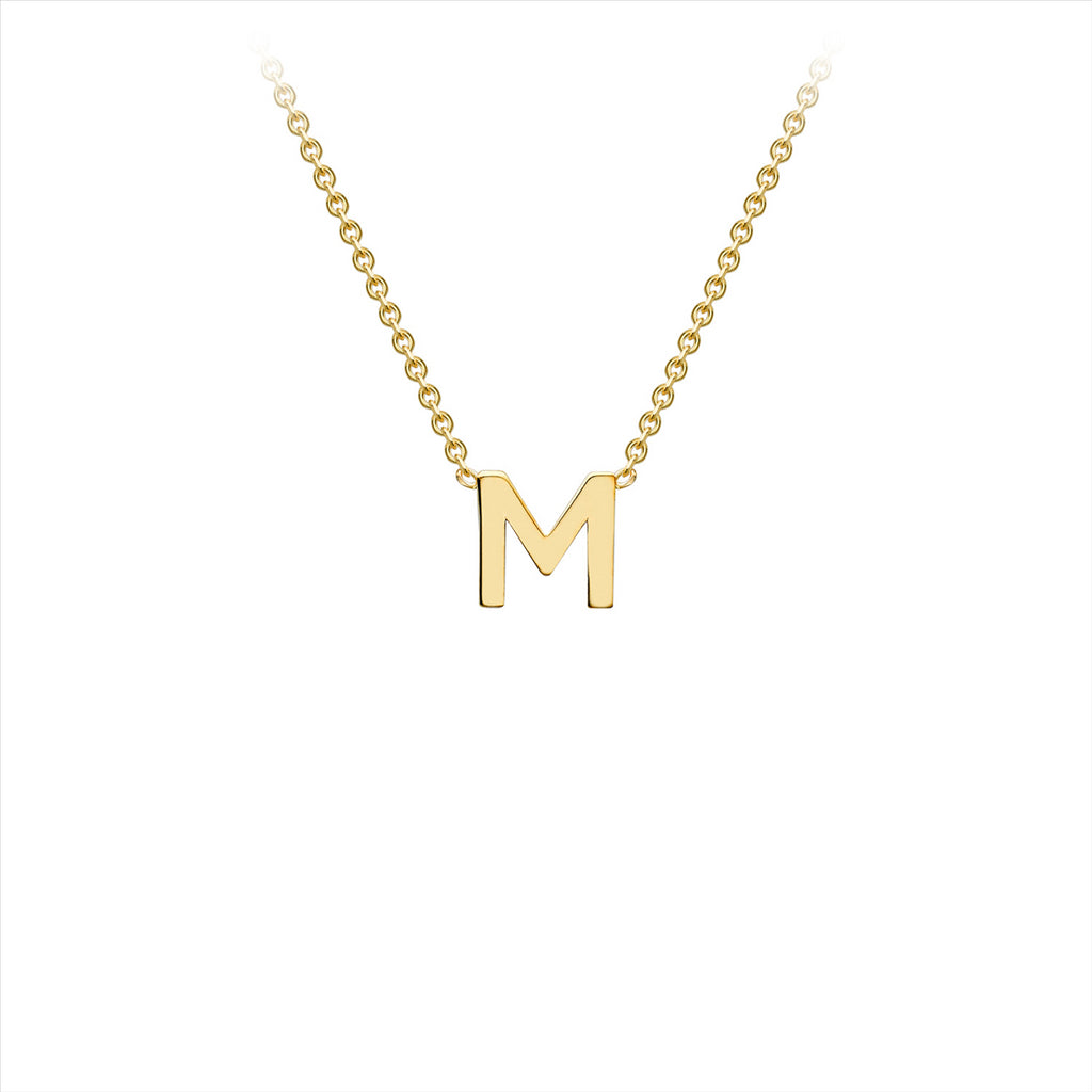9K Yellow Gold M Initial Adjustable Necklace 38cm 43cm