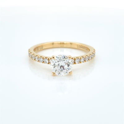 Round Cut tdw 1.35ct Lab Diamond Claw Set Solitaire Engagement Ring with Shoulder