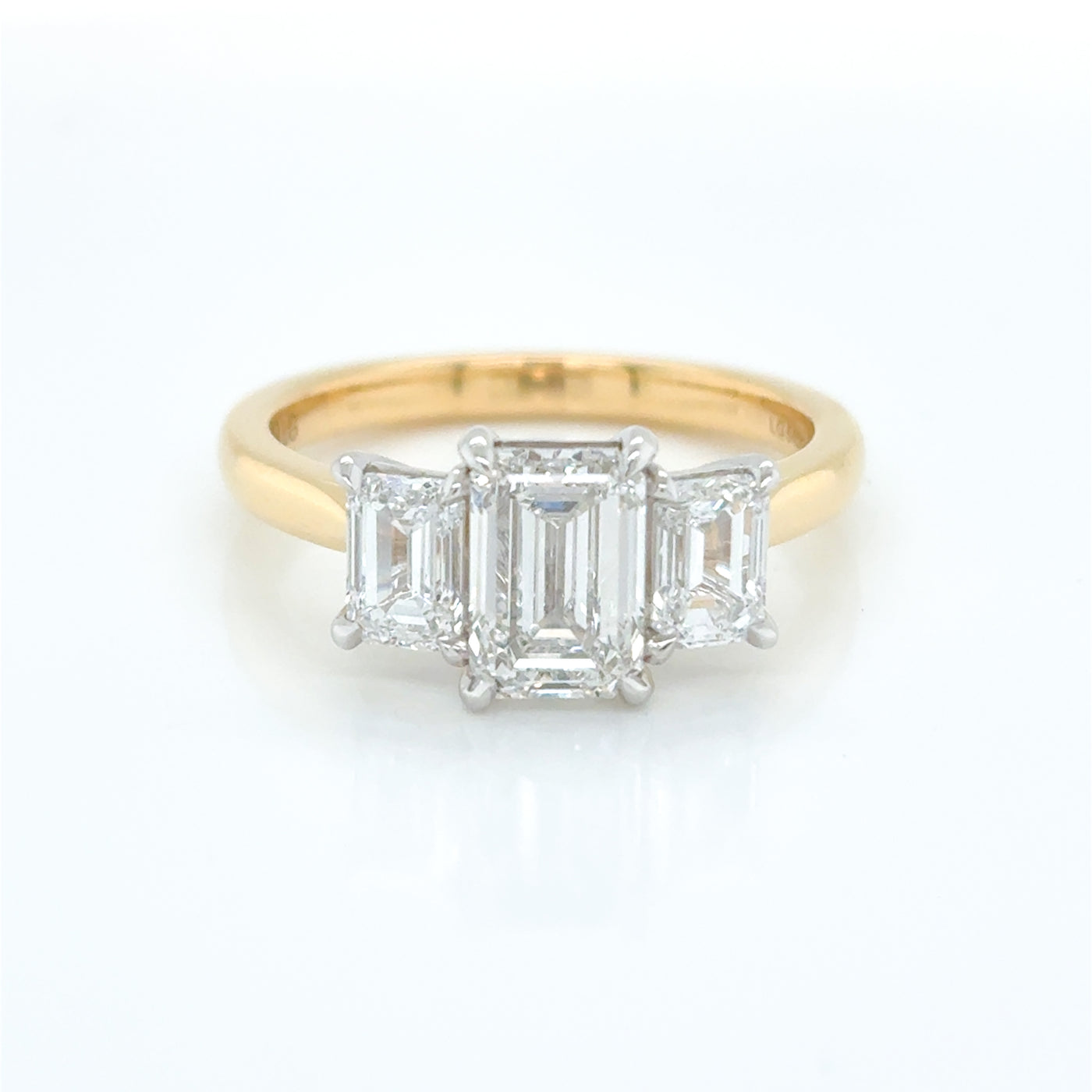 Emerald Cut tdw 2.50ct Lab Diamond Claw Set Trilogy Engagement Ring