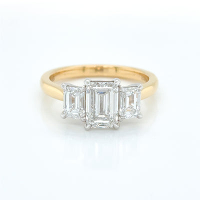 Emerald Cut tdw 2.50ct Lab Diamond Claw Set Trilogy Engagement Ring