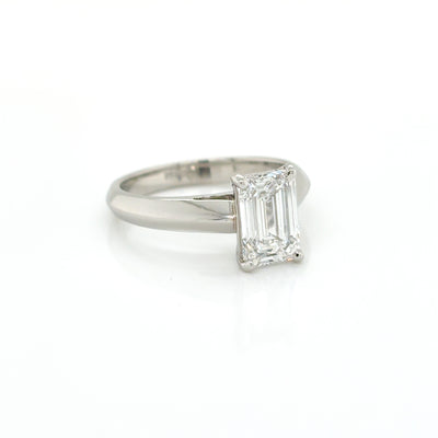 Emerald Cut 2.11ct Lab Diamond Claw Set Solitaire Engagement Ring