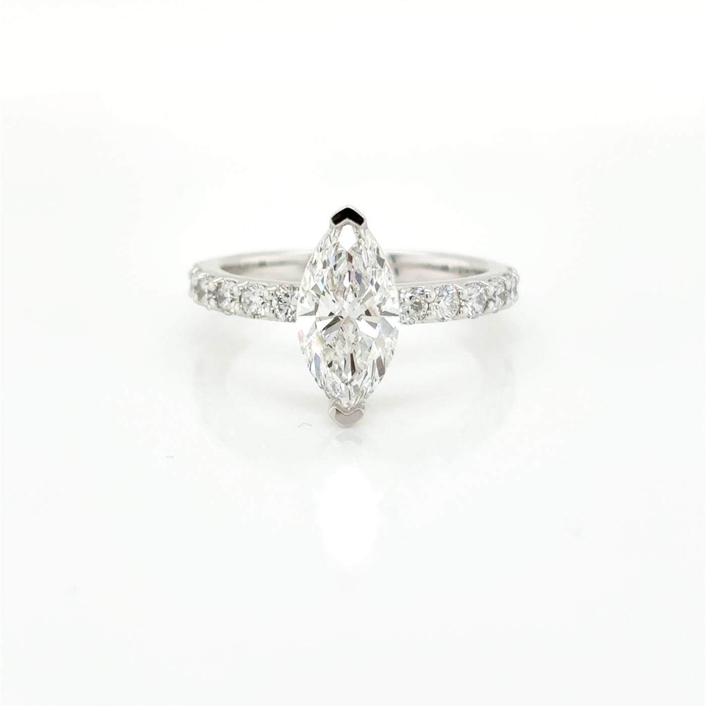 Marquise Cut 1.50ct Lab Diamond End Corner Claw Set Engagement Ring