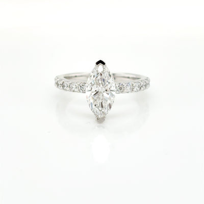 Marquise Cut 1.50ct Lab Diamond End Corner Claw Set Engagement Ring