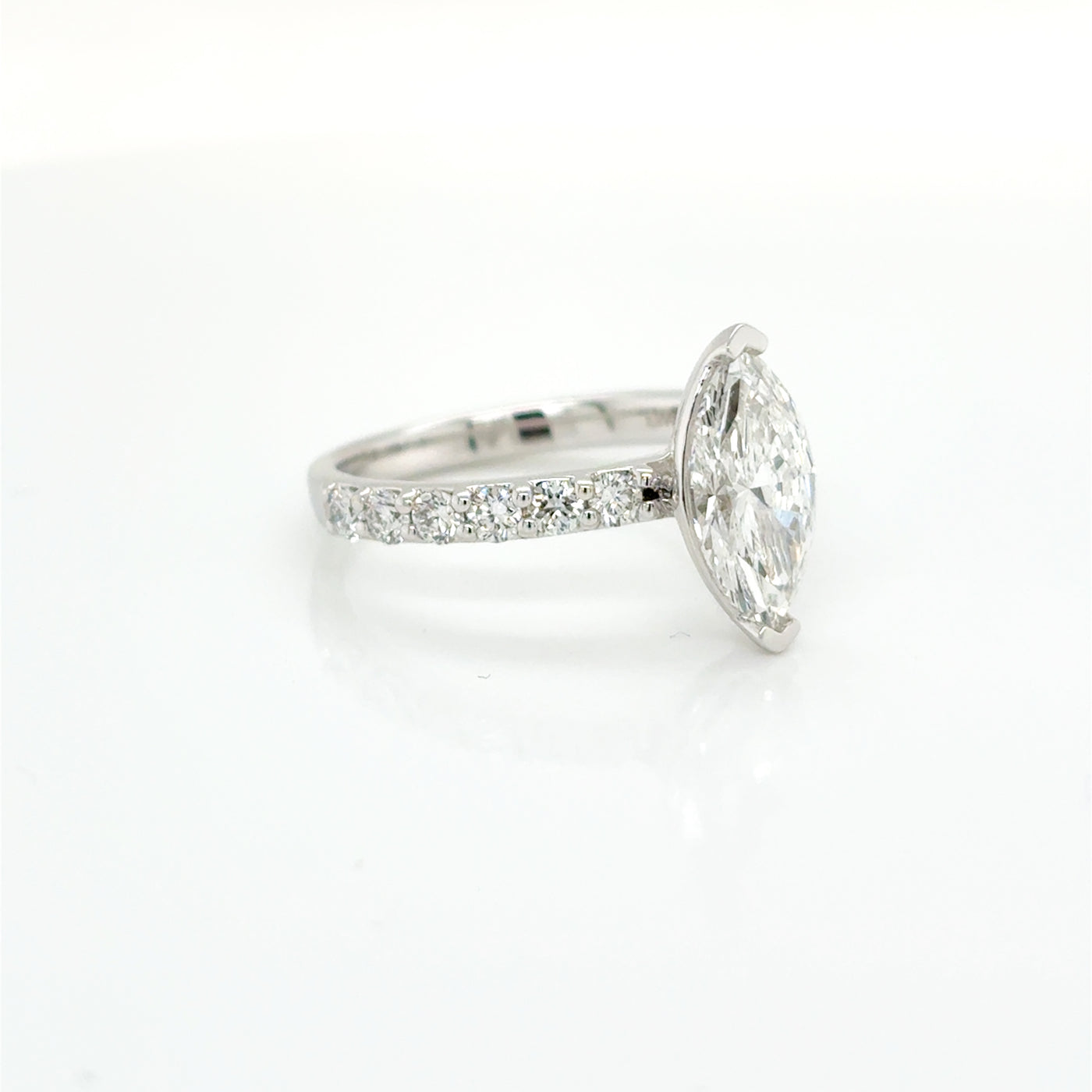 Marquise Cut 1.50ct Lab Diamond End Corner Claw Set Engagement Ring