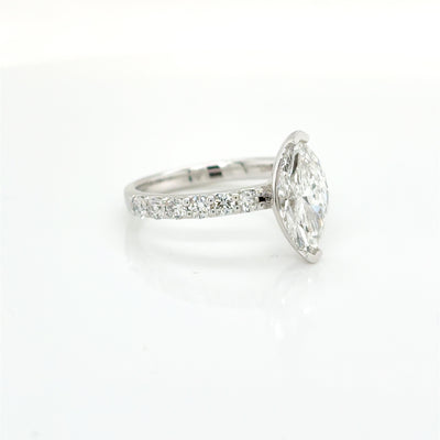 Marquise Cut 1.50ct Lab Diamond End Corner Claw Set Engagement Ring