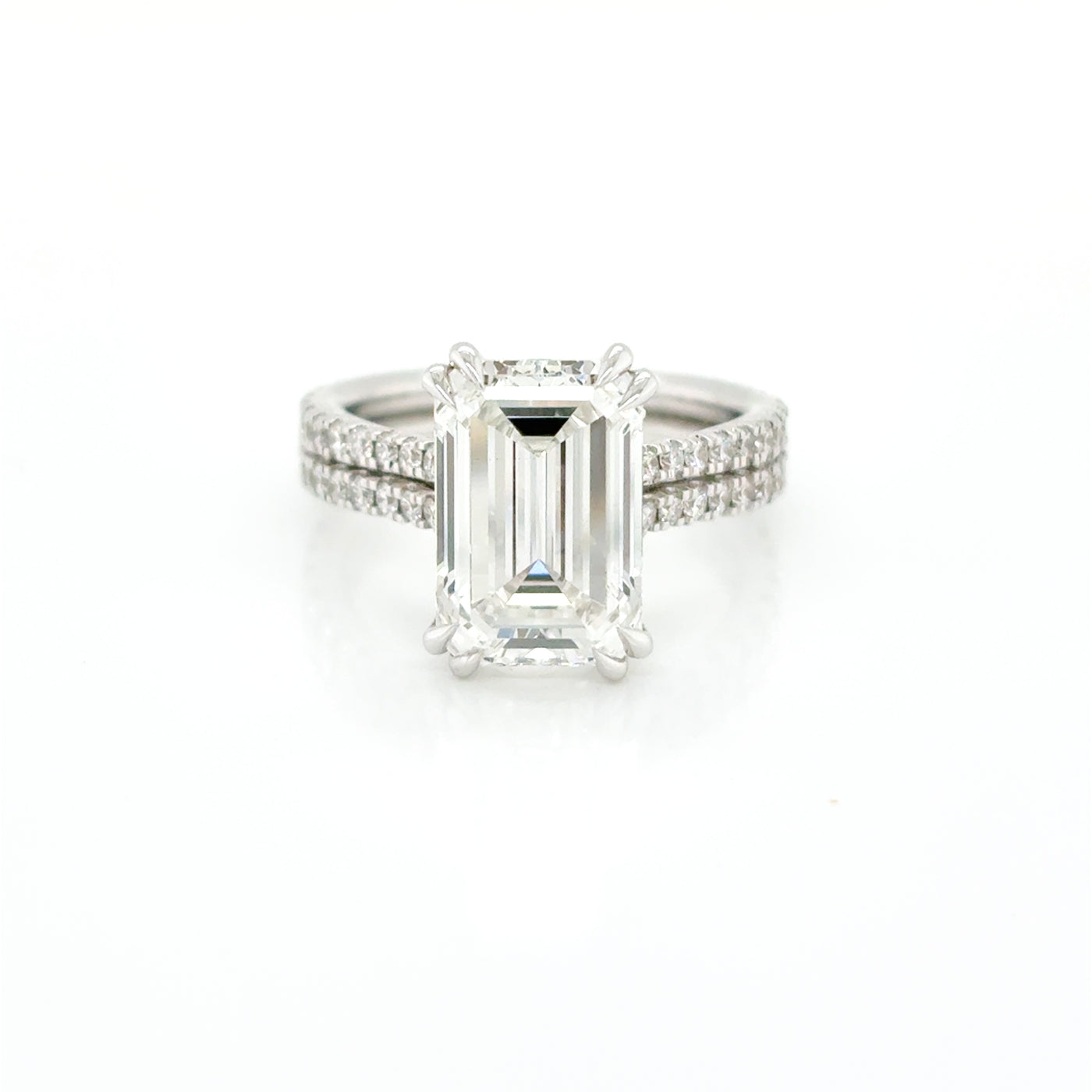 Emerald Cut 5.15ct Lab Diamond Double Claw Set Solitaire Engagement Ring