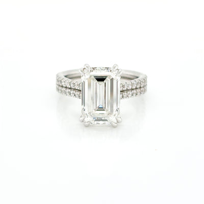 Emerald Cut 5.15ct Lab Diamond Double Claw Set Solitaire Engagement Ring