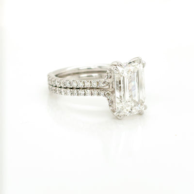 Emerald Cut 5.15ct Lab Diamond Double Claw Set Solitaire Engagement Ring