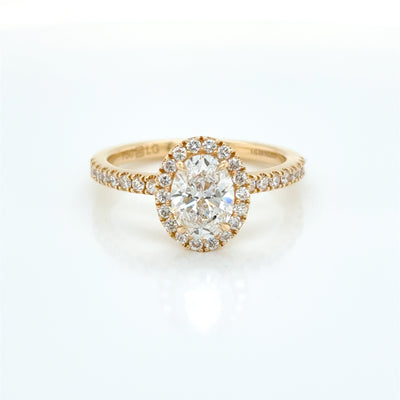 Oval Cut tdw 1.38ct Lab Diamond Claw Set Halo Engagement Ring