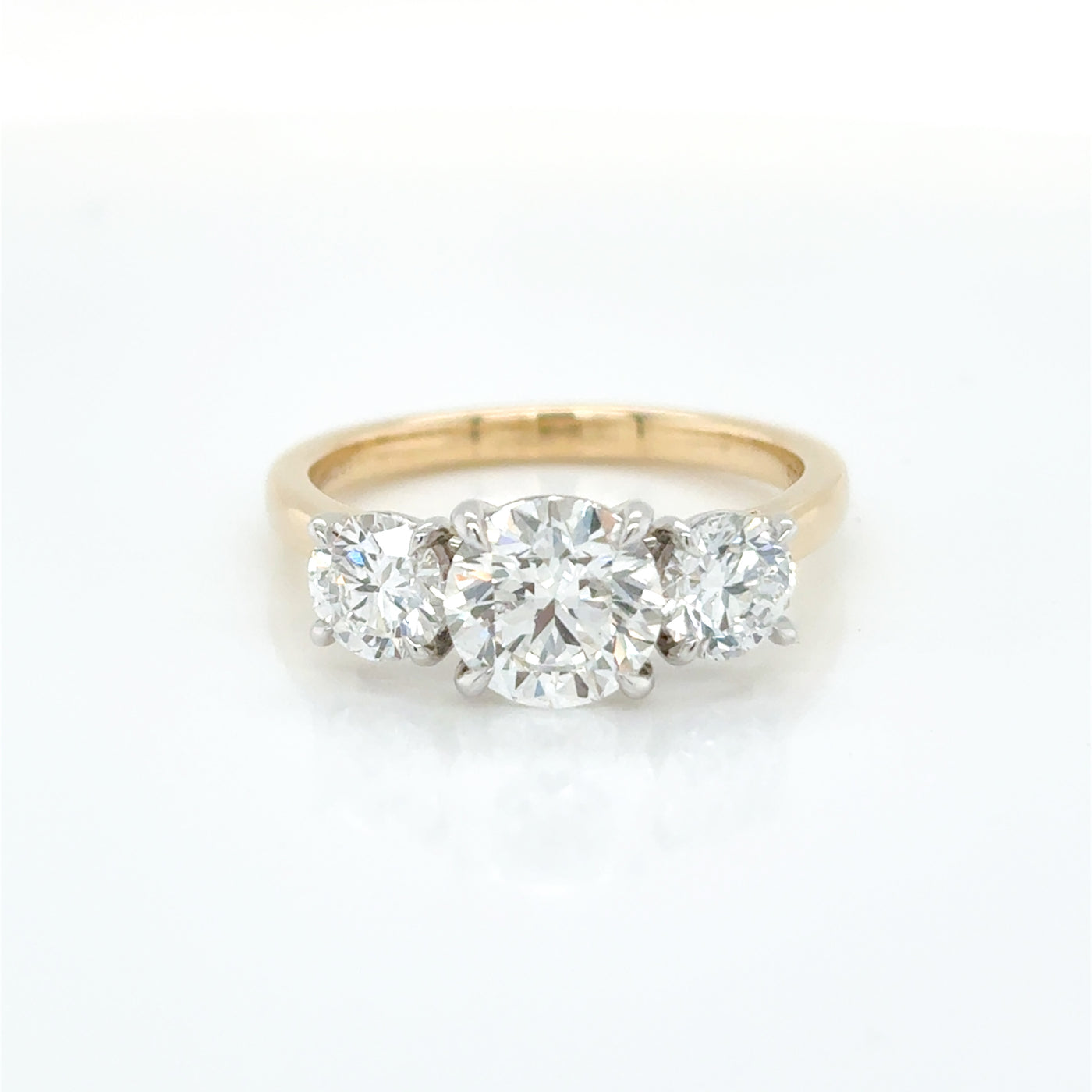 Round Brilliant Cut tdw 2.50ct Lab Diamond Claw Set Trilogy Engagement Ring