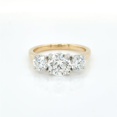 Round Brilliant Cut tdw 2.50ct Lab Diamond Claw Set Trilogy Engagement Ring