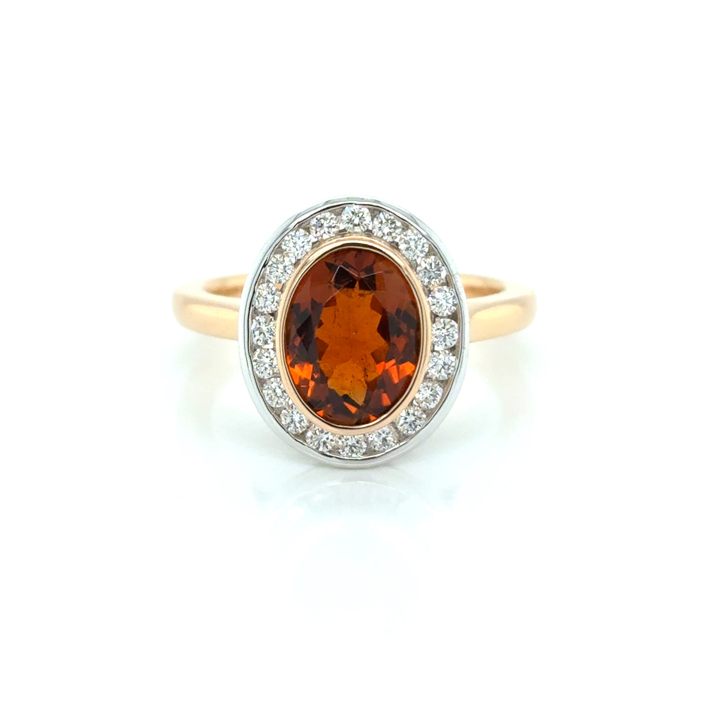 Oval Cut 1.79ct Orange Tourmaline and Diamond Ring