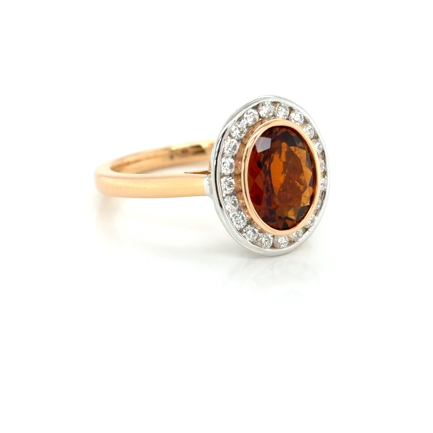 Oval Cut 1.79ct Orange Tourmaline and Diamond Ring