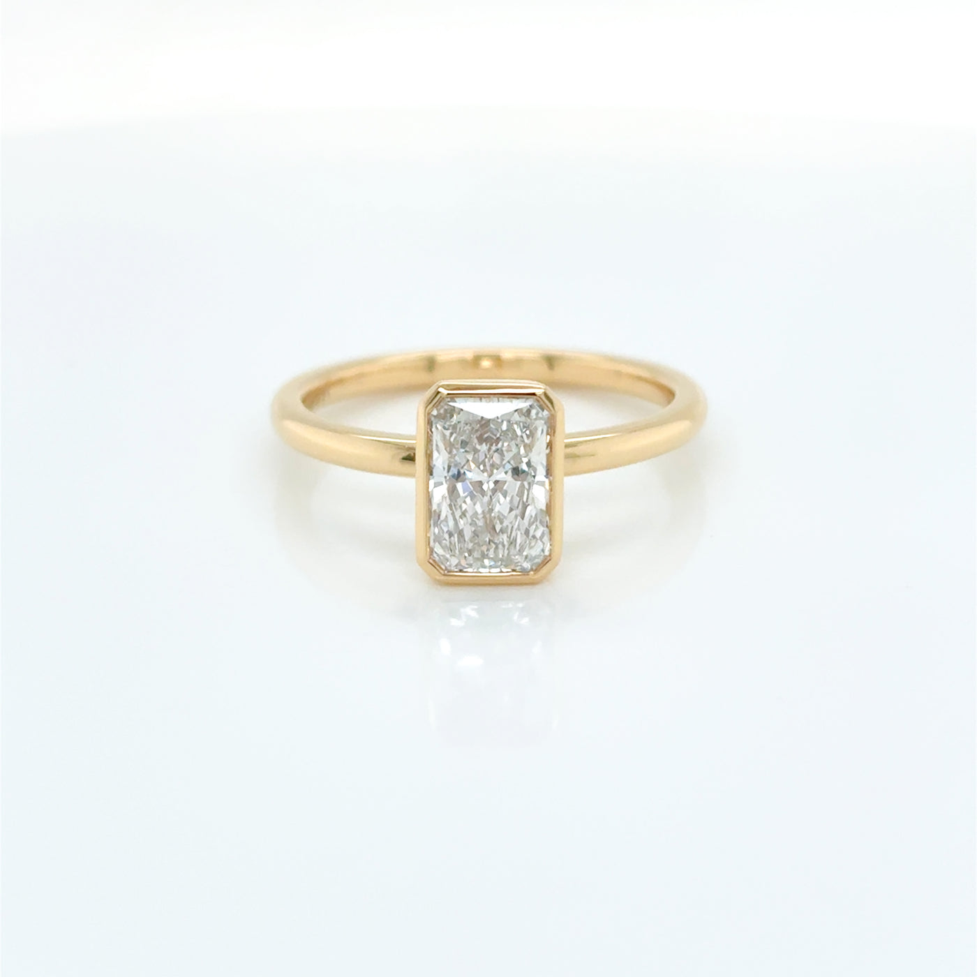 Radiant Cut 1.50ct Lab Diamond Bezel Set Solitaire Engagement Ring