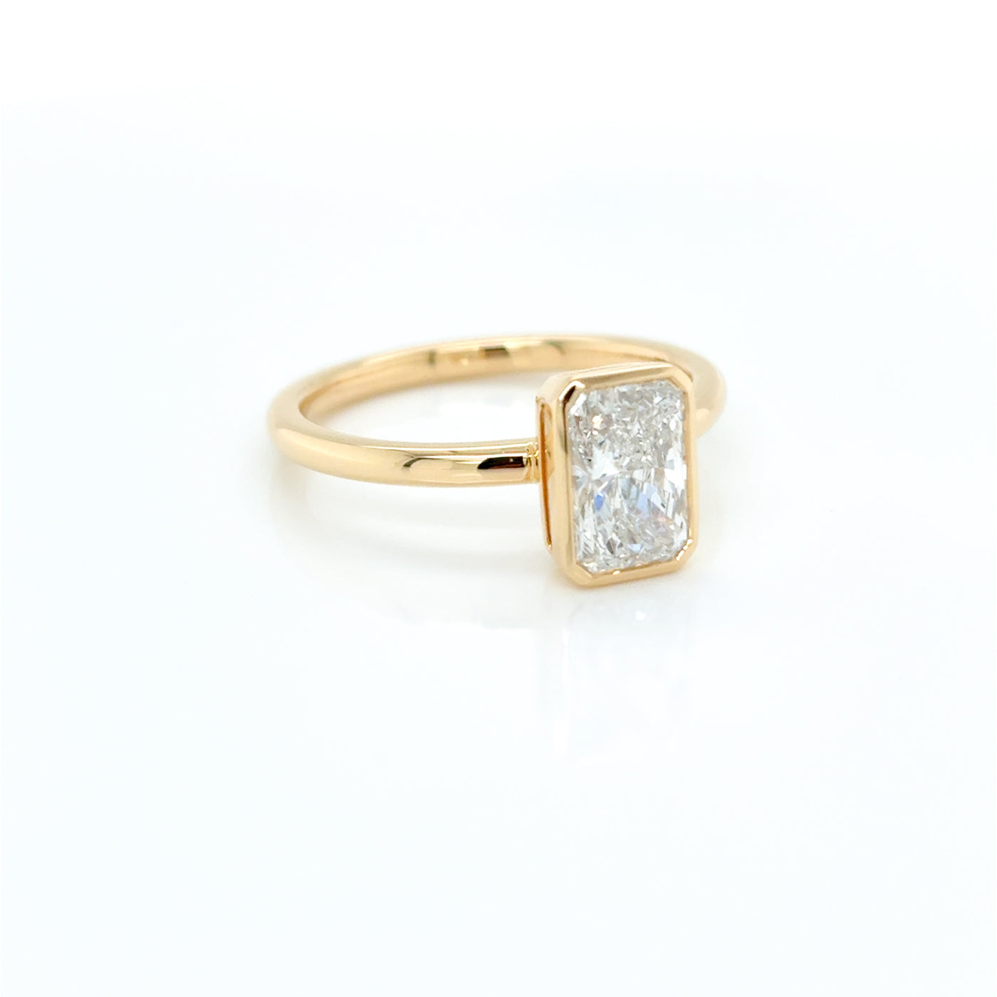 Radiant Cut 1.50ct Lab Diamond Bezel Set Solitaire Engagement Ring