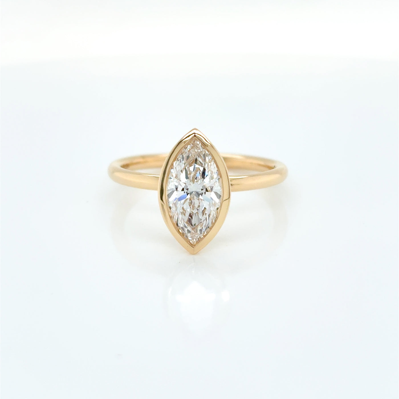 Marquise Cut 1.51ct Lab Diamond Bezel Set Solitaire Engagement Ring