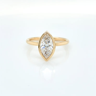 Marquise Cut 1.51ct Lab Diamond Bezel Set Solitaire Engagement Ring