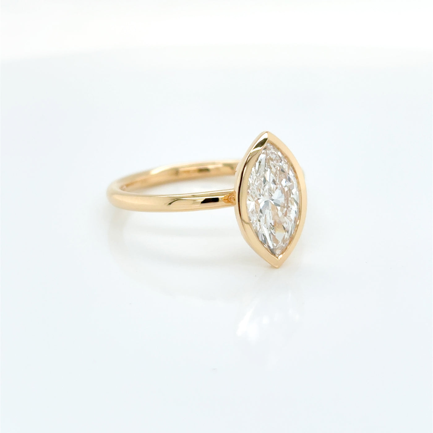 Marquise Cut 1.51ct Lab Diamond Bezel Set Solitaire Engagement Ring