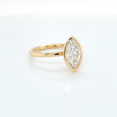 Marquise Cut 1.51ct Lab Diamond Bezel Set Solitaire Engagement Ring